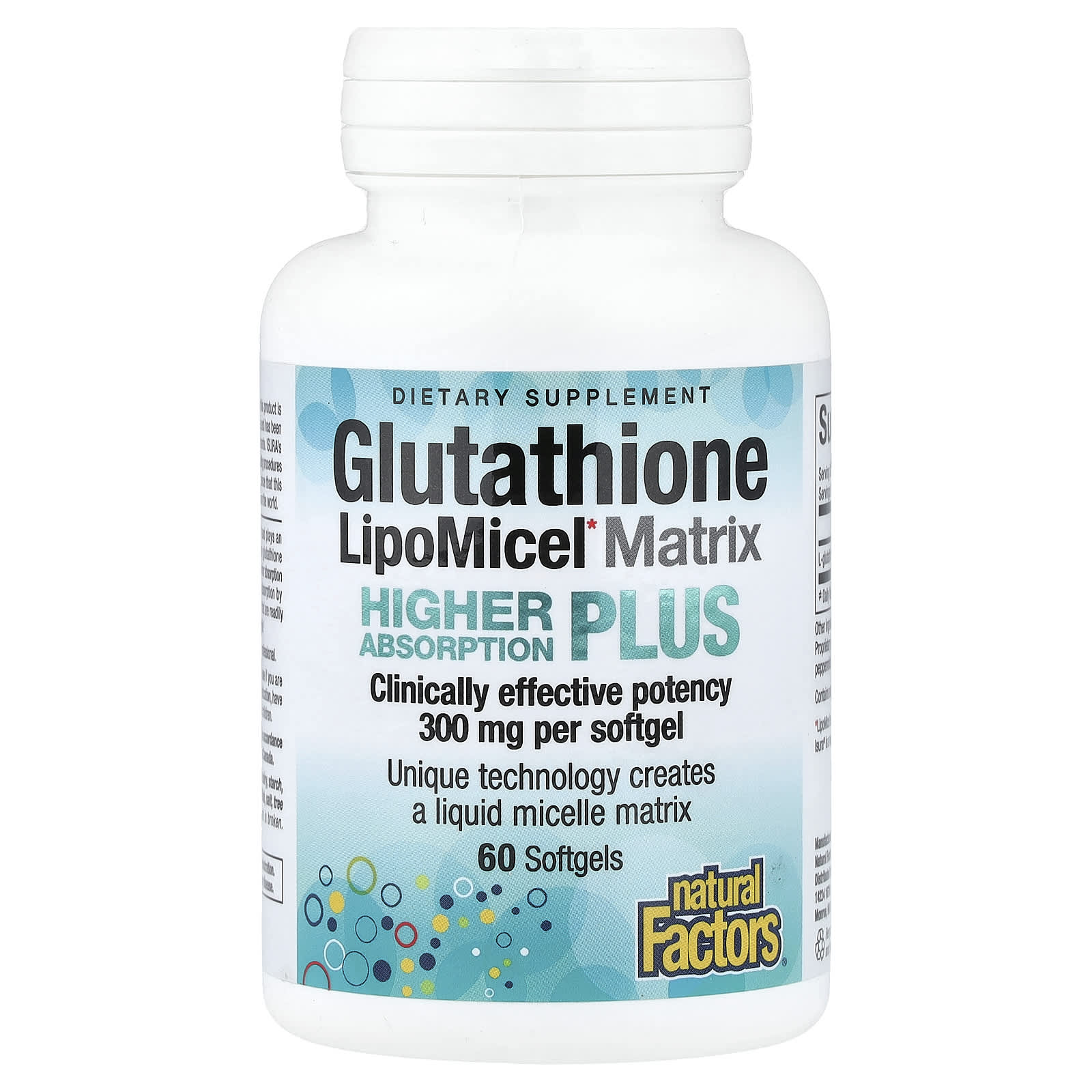 Natural Factors, Glutathione LipoMicel Matrix, 300 mg, 60 Softgels UPC 068958028194 | Hilife Vitamins